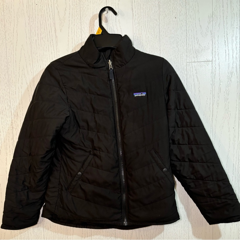 Patagonia Snow Flower Black Fleece Lined Reversible Jacket size S/M